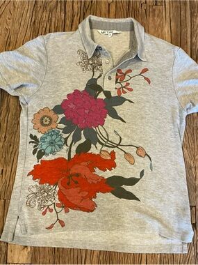 Mr Turk Men's Gray Polo with Multicolor Floral Print